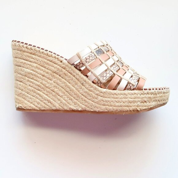 Dolce Vita Beige Platform Espadrille Wedge Heel Mule Sandals Slip-on Summer Shoe - Picture 9 of 16
